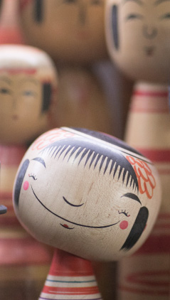 A wide variety of kokeshi figurines